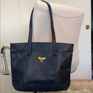 Nina Ricci Navy Blue Pebbled Leather Tote bag